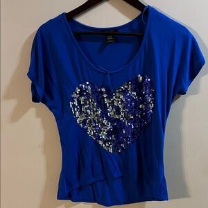 Deb Blue Sequin Heart Tee